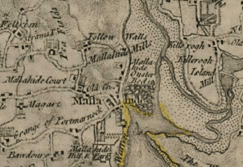 Extract from Rocque’s 1762 Map of County Dublin showing Yellow Walls and Pea Fields